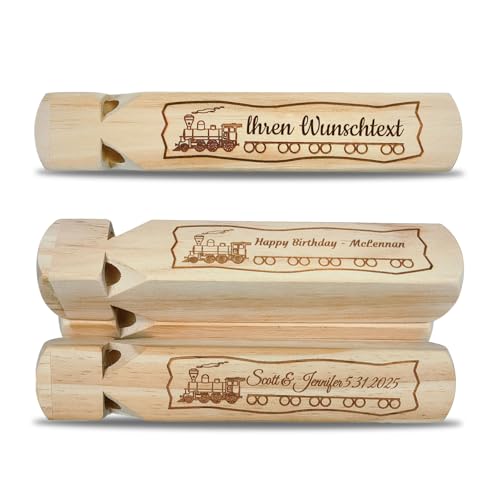 Zugpfeifen aus Holz Personalisierte Krachmacher Holzzug Pfeife Musikinstrument Musikalisches Spielzeug für Zug-Gastgeschenke thematische Geburtstagsdekorationen (Zugpfeife) von KBPTM
