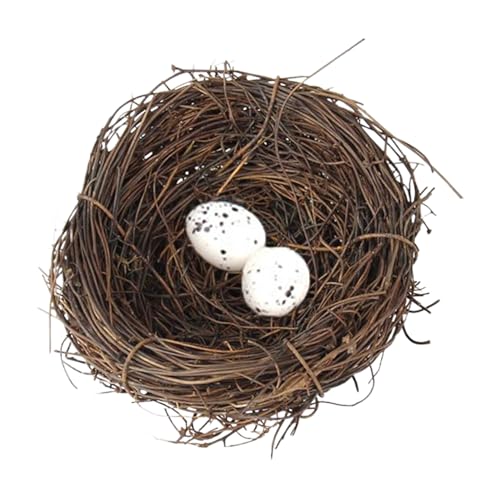 KDAMGOQE Fake Bird Nest, simuliert Rattan gewebter Vögel Nest, Natrual realistische 4 -Zoll -Vogelnester mit 2 Vogeleiern für Garten Yard Home Party Osterndekor, Vögel Nest KDAMGOQE Fake Bird Nest, simuliert Rattan gewebter Vögel Nest, Natrual realistische 4 -Zoll -Vogelnester mit 2 Vogeleiern für Garten Yard Home Party Osterndekor, Vögel Nest von KDAMGOQE