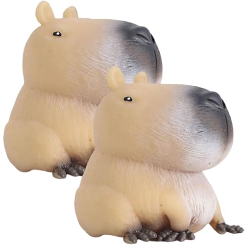 KDAMGOQE Angstspielzeug, Squeeze Toy 2pcs sitzend Capybara Dekompression Spielzeug süßer Gummi -Zappel tragbarer Angst und Stressbekämpfung Spielzeug für Erwachsene, Kinder von KDAMGOQE