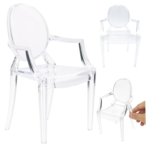 KDAMGOQE Dollhouse Möbel, Mini -Stuhl, transparente Plastikpuppenhausmöbel Sessel realistisch 1/6 Skala DIY Mini Sessel Rückenlehne für Puppenzubehör Dekoration von KDAMGOQE