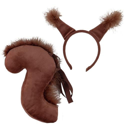 KDAMGOQE Eichhörnchen -Ohren, Eichhörnchenschwanz, Kostüm für Frauen & Mädchen Pelzige Tierkostüm enthält Ohrstirnband und Schwanz süße Gewohnheiten für Halloween, Weihnachten, Bühne, Cosplay KDAMGOQE Eichhörnchen -Ohren, Eichhörnchenschwanz, Kostüm für Frauen & Mädchen Pelzige Tierkostüm enthält Ohrstirnband und Schwanz süße Gewohnheiten für Halloween, Weihnachten, Bühne, Cosplay von KDAMGOQE