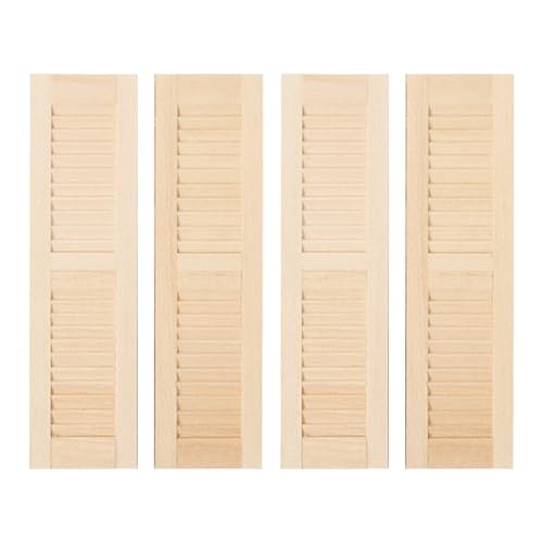 KDAMGOQE Fensterläden, 4PCS -Puppenhausfenster, Holzläden 1/12 Skala Dollhouse Möbel DIY Miniatureszene unbemalte Mini für Zubehör von KDAMGOQE