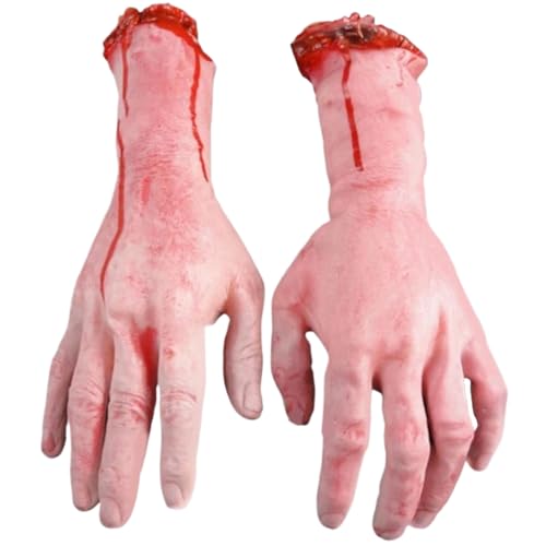 KDAMGOQE Gefälschte Hände, Halloween -Hände, 1 Paar 11, 8 Zoll abgetrennte falsche Hand, Horror blutige Körperteile, Vinyl Halloween -Körperteile für Spukhausdekoration von KDAMGOQE