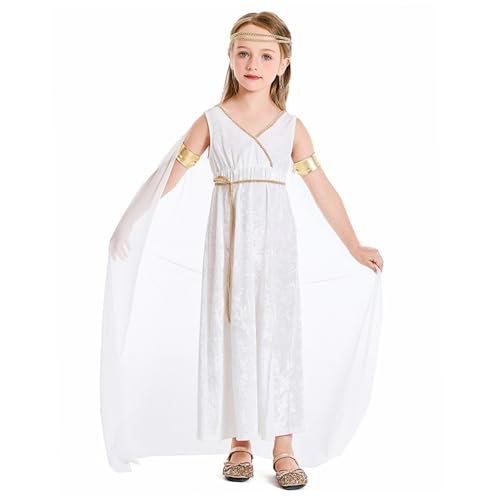 KDAMGOQE Griechisches Kleid, griechische Göttin Kostüm für Kinder, Polyester weiße Göttin Kleid Athena Toga Roman Halloween Kostüme Cosplay Griechisch -up -Outfit Set l KDAMGOQE Griechisches Kleid, griechische Göttin Kostüm für Kinder, Polyester weiße Göttin Kleid Athena Toga Roman Halloween Kostüme Cosplay Griechisch -up -Outfit Set l von KDAMGOQE
