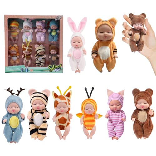 KDAMGOQE Kleine Babypuppe, Mini -Babypuppen, 8pcs 4, 3 Zoll winzig von KDAMGOQE
