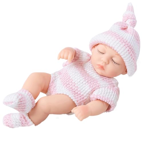 KDAMGOQE Mini Silicon Babypuppen, Mini Silicon -Babypuppen, 7 Zoll realistisches Neugeborenes, weicher Ganzkörper mit Kleidung, Babys für Kindergeschenke, Stil 1 von KDAMGOQE