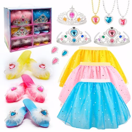 KDAMGOQE Prinzessin Dress -up Set für Mädchen Kleinkind Dress -up Kostüme mit Prinzessin Kleider Schuhen Ring Anhänger Krone charmant für 3 4 5 6 Jahre alte Mädchen KDAMGOQE Prinzessin Dress -up Set für Mädchen Kleinkind Dress -up Kostüme mit Prinzessin Kleider Schuhen Ring Anhänger Krone charmant für 3 4 5 6 Jahre alte Mädchen von KDAMGOQE