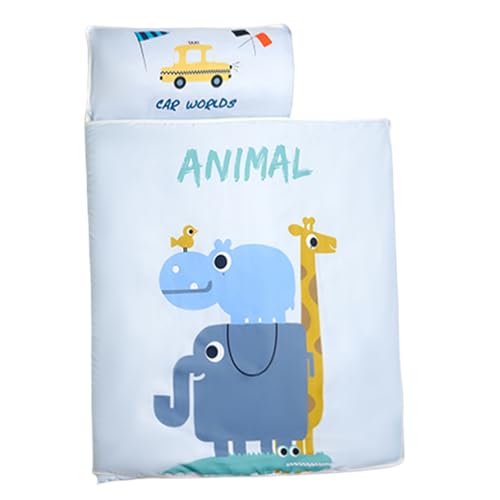 KDAMGOQE Schlafsack für Kinder, Kinder Schlafsack süßes Tiermuster Kinderbeutel mit abnehmbarem Kissen faltbar einfach zu reinigen für Camping, Innengebrauch und Reisen, Blau von KDAMGOQE