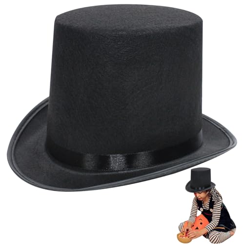 KDAMGOQE Schwarzer Top -Hut, Kinder Top -Hut 4 großer schwarzer Filztuch Magier lustig für Magier Kostüm Dekoration für Halloween, Show, Cosplay KDAMGOQE Schwarzer Top -Hut, Kinder Top -Hut 4 großer schwarzer Filztuch Magier lustig für Magier Kostüm Dekoration für Halloween, Show, Cosplay von KDAMGOQE