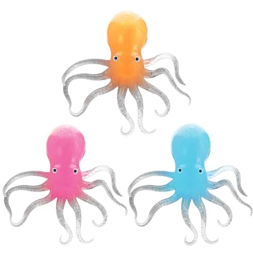 KDAMGOQE Squeeze-Spielzeug, Stressspielzeug 3PCS Octopus-Form Squeeze Toy 5.9x1.6 Gummi-Zappelspielzeug widerstandsfähiger tragbarer Dekompression für Erwachsene Kinder, zufällige Farbe von KDAMGOQE