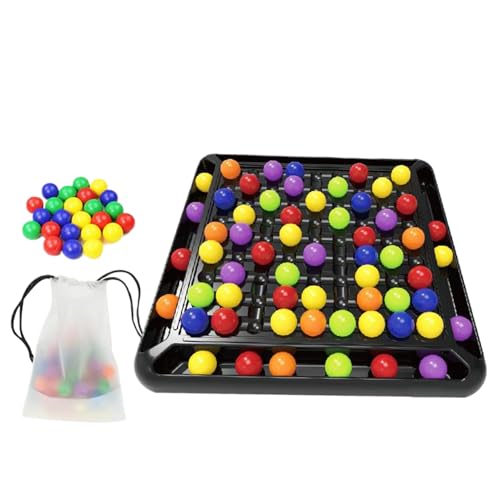 KDAMGOQE Strategiespiele, Brettspiele für Kleinkinder, Rainbow Ball Strategy Board, Schachbrett -Lernspielzeug mit 80 Regenbogenball, kreative Tabletop Family Party für Erwachsene und Kinder von KDAMGOQE