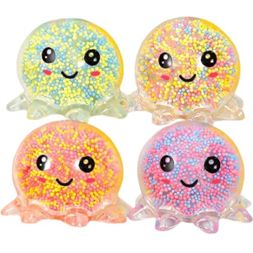 KDAMGOQE Stressbällchen für Erwachsene, 4pcs Stressbällchen Tintenfisch für Erwachsene weiche Plastikspielzeug Angstlinderspielzeug leuchten im Dunkeln langsame Rise für Kinder & Geschenk von KDAMGOQE
