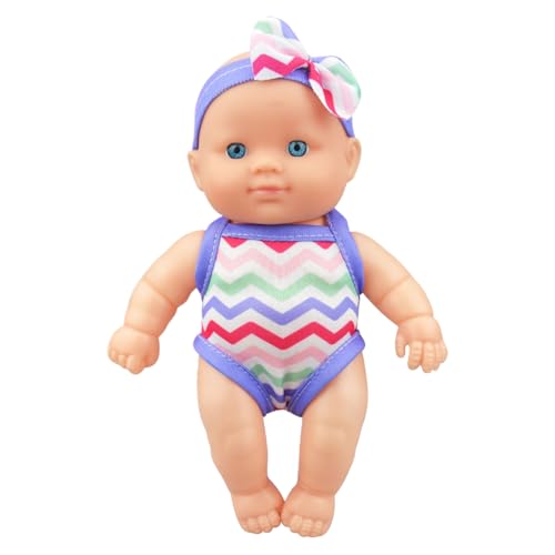 KDAMGOQE wasserdichte Babypuppe, Wasser-Baby-Puppe Nettes Simulations-Bad 8.5x3.4x5.3in Schwimmen mit beweglichem Gelenk und abnehmbaren Kleidungs-Vinyl-Wasser-Spielzeug für Kinder, Style2 von KDAMGOQE