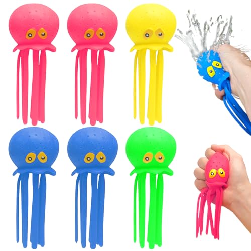 Octopus-Poolspielzeug, Tintenfleischspielzeug, 6-pcs-Quetschable weicher niedlicher Pool mit Multi-Löchern, Stressabbau Kleinkindspielzeug, 6, 3x2, Wasserssensorische Spielzeuge für Kinder 3+ von KDAMGOQE