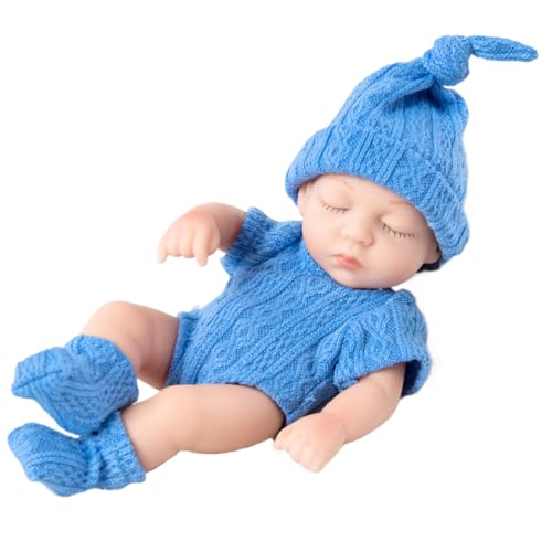 Realistische Babypuppe, Mini -Babypuppen 7 niedliche Mini Closed Eyes Dolls Realistische Neugeborene weiche ungische Silikon Ganzkörper Schlafpuppe mit Kleidung Spielzeuggeschenk für Kinder, Style2 von KDAMGOQE