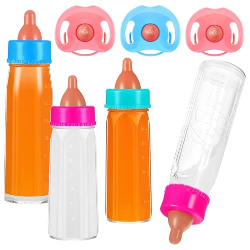 Schnullerspielzeug, 7 PCs/Set Babypuppenflaschen, 4 PCs Spielzeugbabyflaschen für Puppen mit verschwundenem Milch oder Saft mit 3 Schnuller, lustiger Simulation Puppenzubehör für Kindergeschenk Schnullerspielzeug, 7 PCs/Set Babypuppenflaschen, 4 PCs Spielzeugbabyflaschen für Puppen mit verschwundenem Milch oder Saft mit 3 Schnuller, lustiger Simulation Puppenzubehör für Kindergeschenk von KDAMGOQE