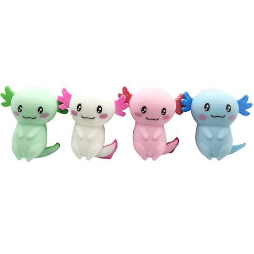Stressspielzeug, Axolotl 4pcs Entzückende lebendige Squeeze -Spielzeug -Resilient -Stressspielzeug tragbarer Angst und Relief Axolotl Spielzeug für Kinder, Erwachsene, Geschenke, zufällige Farbe, lan von KDAMGOQE