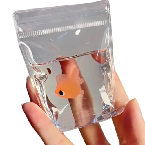 KDAMGOQE Zappelspielzeug, Stressspielzeug realistischer Fische mit transparenter PVC -Tasche süßes Squish Stress Relief Toy, 4x3 Zoll weich von KDAMGOQE