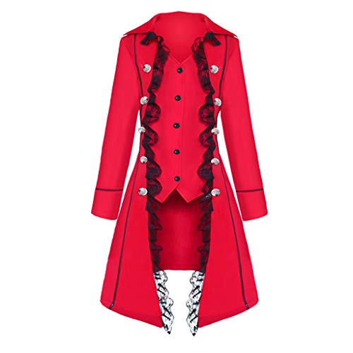 Damen Steampunk Frack Gothic Mantel mit Spitze Fraun Barock Kostüm Viktorianisch Dreireiher Vintage Uniform Mittelalterlich Jacke Palast Party Tailcoat Erwachsene Mode Gehrock Damen Steampunk Frack Gothic Mantel mit Spitze Fraun Barock Kostüm Viktorianisch Dreireiher Vintage Uniform Mittelalterlich Jacke Palast Party Tailcoat Erwachsene Mode Gehrock von KDEIHT