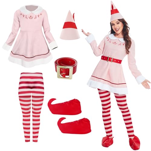 Damen Elf Kostüm Jovie Elf Kostüm Kleid, Damen Elf Film Deluxe Jovi der Elf Kleid Erwachsene (XL) von KDFJIEelf