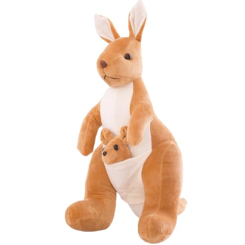 KDFSSIPE Plüschkänguru Plüschtier, Plüsch Känguru, Niedliches Plüschtier Spielzeug, Känguru Halten Baby Stofftier, Kuscheltier für Kinder zum Kuscheln und Spielen, Känguru Plüschtiere, Braun 32cm von KDFSSIPE