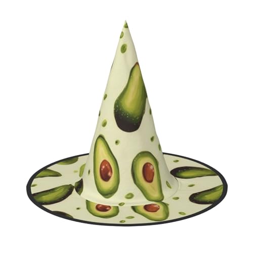 KDKJEDPEAF Avocado-Druck Halloween Spitzhut für Frauen Magischer Hut Faltbarer Hexenhut-Zauberer Partyhut für Cosplay Kostüm & tägliches Zubehör von KDKJEDPEAF
