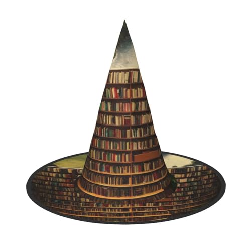KDKJEDPEAF Bibliothek Bücherregal Buchdruck Halloween Spitzhut für Frauen Magischer Hut Faltbarer Hexenhut Zauberer Party Hut für Cosplay Kostüm & tägliches Zubehör KDKJEDPEAF Bibliothek Bücherregal Buchdruck Halloween Spitzhut für Frauen Magischer Hut Faltbarer Hexenhut Zauberer Party Hut für Cosplay Kostüm & tägliches Zubehör von KDKJEDPEAF