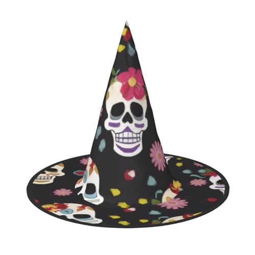KDKJEDPEAF Blumen-Horror-Totenkopf-Druck, Halloween, spitzer Hut für Frauen, magischer Hut, faltbarer Hexenhut-Zauberer, Partyhut für Cosplay-Kostüm & tägliches Zubehör KDKJEDPEAF Blumen-Horror-Totenkopf-Druck, Halloween, spitzer Hut für Frauen, magischer Hut, faltbarer Hexenhut-Zauberer, Partyhut für Cosplay-Kostüm & tägliches Zubehör von KDKJEDPEAF