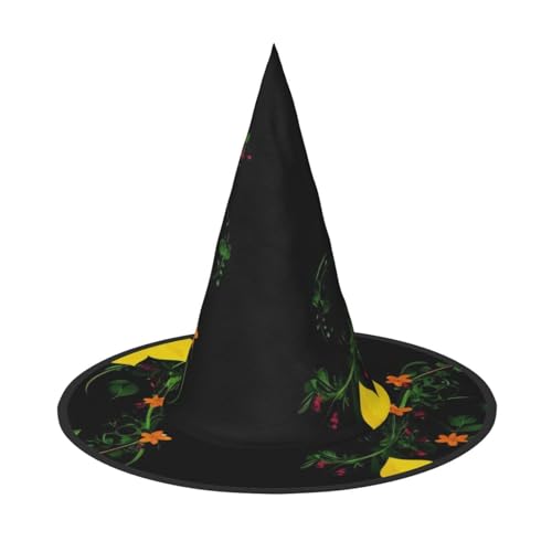 KDKJEDPEAF Blumen-Illustrations-Druck, Halloween-Spitzhut für Frauen, magischer Hut, faltbarer Hexenhut-Zauberer, Partyhut für Cosplay-Kostüm und tägliches Zubehör KDKJEDPEAF Blumen-Illustrations-Druck, Halloween-Spitzhut für Frauen, magischer Hut, faltbarer Hexenhut-Zauberer, Partyhut für Cosplay-Kostüm und tägliches Zubehör von KDKJEDPEAF