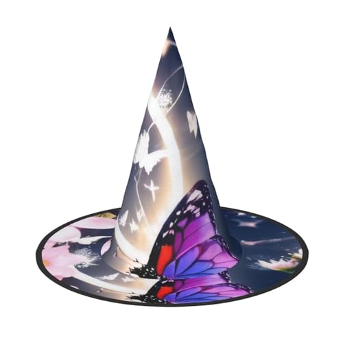 KDKJEDPEAF Blumen-Schmetterlings-Druck, Halloween-Spitzhut für Frauen, magischer Hut, faltbarer Hexenhut-Zauberer, Partyhut für Cosplay-Kostüm & tägliches Zubehör KDKJEDPEAF Blumen-Schmetterlings-Druck, Halloween-Spitzhut für Frauen, magischer Hut, faltbarer Hexenhut-Zauberer, Partyhut für Cosplay-Kostüm & tägliches Zubehör von KDKJEDPEAF