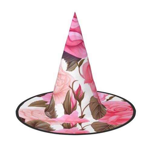 KDKJEDPEAF Blumenhut mit Rosenmotiv, rosa Druck, Halloween, spitzer Hut für Damen, magischer Hut, faltbarer Hexenhut, Partyhut für Cosplay-Kostüm und tägliches Zubehör KDKJEDPEAF Blumenhut mit Rosenmotiv, rosa Druck, Halloween, spitzer Hut für Damen, magischer Hut, faltbarer Hexenhut, Partyhut für Cosplay-Kostüm und tägliches Zubehör von KDKJEDPEAF