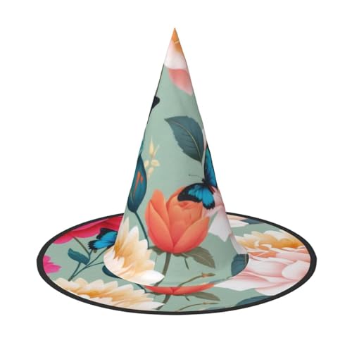 KDKJEDPEAF Bunter Blumendruck, Halloween-Hut für Damen, magischer Hut, faltbarer Hexenhut, Partyhut für Cosplay-Kostüm und tägliches Zubehör KDKJEDPEAF Bunter Blumendruck, Halloween-Hut für Damen, magischer Hut, faltbarer Hexenhut, Partyhut für Cosplay-Kostüm und tägliches Zubehör von KDKJEDPEAF