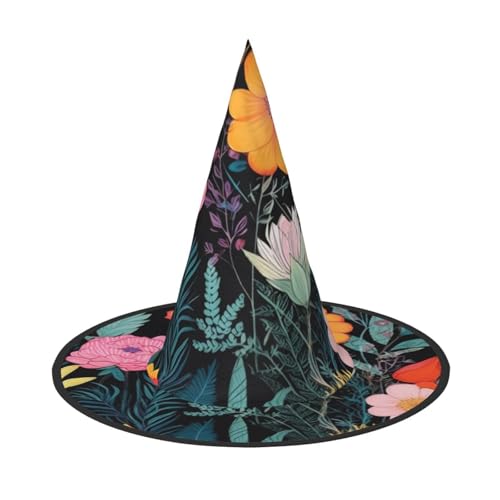 KDKJEDPEAF Bunter Boho-Blumendruck, Halloween-Spitzhut für Damen, magischer Hut, faltbarer Hexenhut, Partyhut für Cosplay-Kostüm und tägliches Zubehör KDKJEDPEAF Bunter Boho-Blumendruck, Halloween-Spitzhut für Damen, magischer Hut, faltbarer Hexenhut, Partyhut für Cosplay-Kostüm und tägliches Zubehör von KDKJEDPEAF
