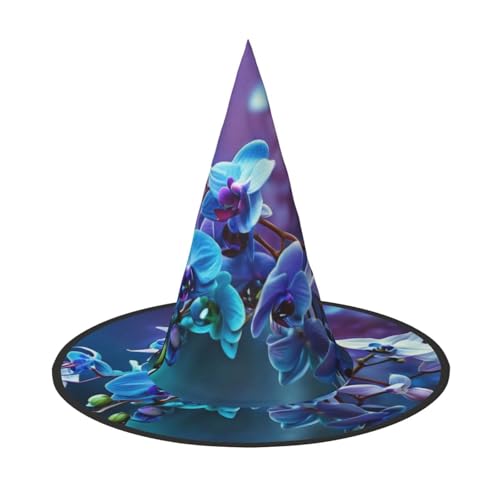 KDKJEDPEAF Bunter Orchideen-Blumendruck, spitzer Halloween-Hut für Damen, magischer Hut, faltbarer Hexenhut, Partyhut für Cosplay-Kostüm und tägliches Zubehör KDKJEDPEAF Bunter Orchideen-Blumendruck, spitzer Halloween-Hut für Damen, magischer Hut, faltbarer Hexenhut, Partyhut für Cosplay-Kostüm und tägliches Zubehör von KDKJEDPEAF