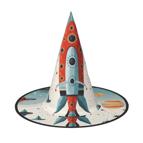 KDKJEDPEAF Cartoon Raketen Druck Halloween Spitzhut für Frauen Magischer Hut Faltbarer Hexenhut Zauberer Party Hut für Cosplay Kostüm & tägliches Zubehör KDKJEDPEAF Cartoon Raketen Druck Halloween Spitzhut für Frauen Magischer Hut Faltbarer Hexenhut Zauberer Party Hut für Cosplay Kostüm & tägliches Zubehör von KDKJEDPEAF