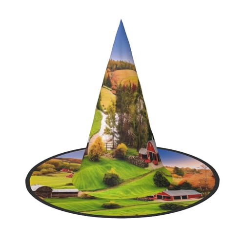 KDKJEDPEAF Country Farm Print Halloween Spitzhut für Frauen Magischer Hut Faltbarer Hexenhut Zauberer Partyhut für Cosplay Kostüm & tägliches Zubehör KDKJEDPEAF Country Farm Print Halloween Spitzhut für Frauen Magischer Hut Faltbarer Hexenhut Zauberer Partyhut für Cosplay Kostüm & tägliches Zubehör von KDKJEDPEAF
