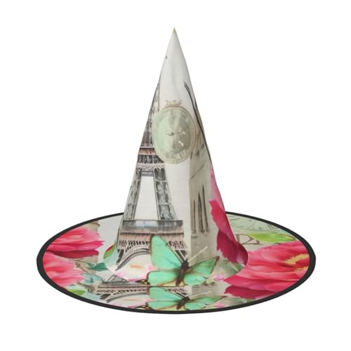 KDKJEDPEAF Dragonfly French Tower Print Halloween Pointy Hat For Women Magic Hat Foldable Witch Hatwizard Party Hat For Cosplay Costume & Daily Accessorie KDKJEDPEAF Dragonfly French Tower Print Halloween Pointy Hat For Women Magic Hat Foldable Witch Hatwizard Party Hat For Cosplay Costume & Daily Accessorie von KDKJEDPEAF