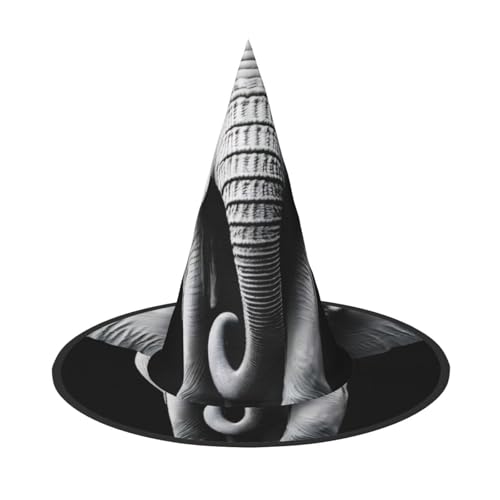 KDKJEDPEAF Elefantenmuster Druck Halloween Spitzhut für Frauen Magischer Hut Faltbarer Hexenhut Zauberer Partyhut für Cosplay Kostüm & tägliches Zubehör von KDKJEDPEAF