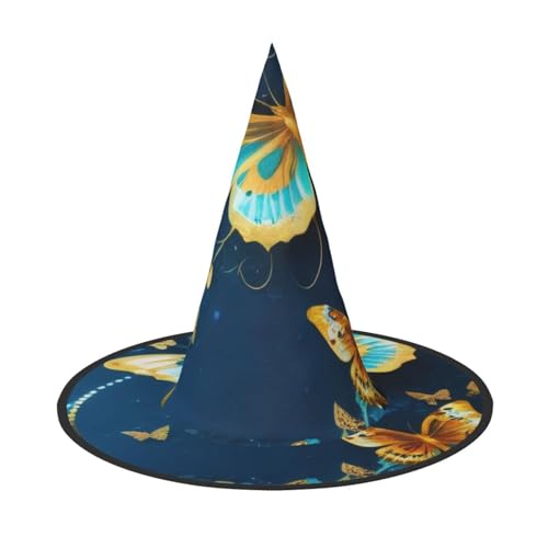 KDKJEDPEAF Eleganter Schmetterlings-Druck Halloween Spitzhut für Frauen, magischer Hut, faltbarer Hexenhut-Zauberer Partyhut für Cosplay-Kostüm & tägliches Zubehör KDKJEDPEAF Eleganter Schmetterlings-Druck Halloween Spitzhut für Frauen, magischer Hut, faltbarer Hexenhut-Zauberer Partyhut für Cosplay-Kostüm & tägliches Zubehör von KDKJEDPEAF