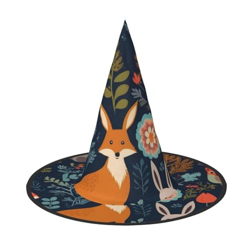 KDKJEDPEAF Eule Kaninchen Vögel Fuchs Druck Halloween Spitzhut für Frauen Magischer Hut Faltbarer Hexenhutzauber Partyhut für Cosplay Kostüm & tägliches Zubehör KDKJEDPEAF Eule Kaninchen Vögel Fuchs Druck Halloween Spitzhut für Frauen Magischer Hut Faltbarer Hexenhutzauber Partyhut für Cosplay Kostüm & tägliches Zubehör von KDKJEDPEAF