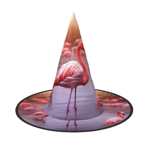 KDKJEDPEAF Flamingos Print Halloween Spitzhut für Frauen Magischer Hut Faltbarer Hexenhut Zauberer Partyhut für Cosplay Kostüm & tägliches Zubehör KDKJEDPEAF Flamingos Print Halloween Spitzhut für Frauen Magischer Hut Faltbarer Hexenhut Zauberer Partyhut für Cosplay Kostüm & tägliches Zubehör von KDKJEDPEAF