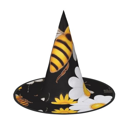 KDKJEDPEAF Fliegende Bienen Gänseblümchen Honig Druck Halloween Spitzhut für Frauen Magischer Hut Faltbarer Hexenhut Zauberer Partyhut für Cosplay Kostüm & tägliches Zubehör KDKJEDPEAF Fliegende Bienen Gänseblümchen Honig Druck Halloween Spitzhut für Frauen Magischer Hut Faltbarer Hexenhut Zauberer Partyhut für Cosplay Kostüm & tägliches Zubehör von KDKJEDPEAF