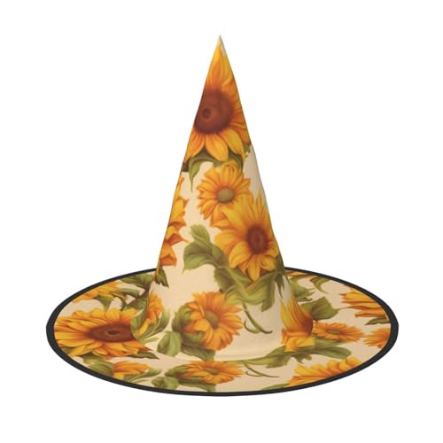 KDKJEDPEAF Frischer Sonnenblumen-Druck Halloween Spitzhut für Frauen, magischer Hut, faltbarer Hexenhut-Zauberer Partyhut für Cosplay-Kostüm & tägliches Zubehör KDKJEDPEAF Frischer Sonnenblumen-Druck Halloween Spitzhut für Frauen, magischer Hut, faltbarer Hexenhut-Zauberer Partyhut für Cosplay-Kostüm & tägliches Zubehör von KDKJEDPEAF