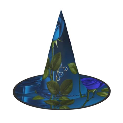 KDKJEDPEAF Gartenrosen Druck Halloween Spitzhut für Frauen Magischer Hut Faltbarer Hexenhut Zauberer Partyhut für Cosplay Kostüm & tägliches Zubehör von KDKJEDPEAF