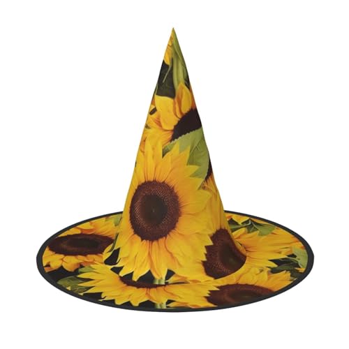 KDKJEDPEAF Gelber Sonnenblumen-Druck, Halloween-Spitzhut für Frauen, magischer Hut, faltbarer Hexenhut-Zauberer, Partyhut für Cosplay-Kostüm und tägliches Zubehör KDKJEDPEAF Gelber Sonnenblumen-Druck, Halloween-Spitzhut für Frauen, magischer Hut, faltbarer Hexenhut-Zauberer, Partyhut für Cosplay-Kostüm und tägliches Zubehör von KDKJEDPEAF