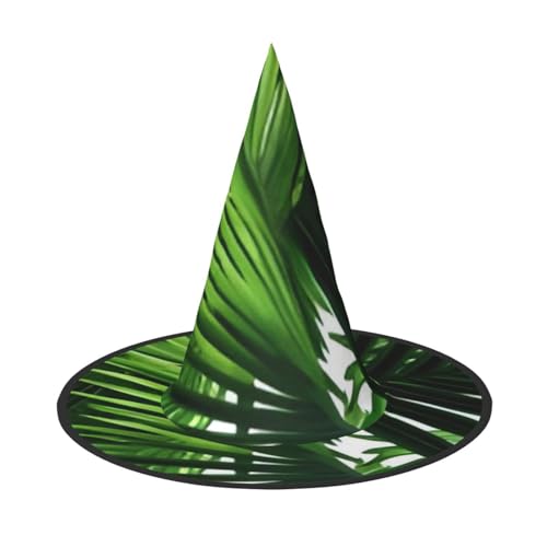 KDKJEDPEAF Grüne Blätter der Palme, tropischer Pflanzendruck, Halloween, spitzer Hut für Frauen, magischer Hut, faltbarer Hexenhut, Partyhut für Cosplay-Kostüm und tägliches Zubehör KDKJEDPEAF Grüne Blätter der Palme, tropischer Pflanzendruck, Halloween, spitzer Hut für Frauen, magischer Hut, faltbarer Hexenhut, Partyhut für Cosplay-Kostüm und tägliches Zubehör von KDKJEDPEAF