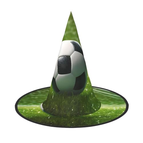 KDKJEDPEAF Grüner Grasfußball-Druck, Halloween-Spitzhut für Frauen, magischer Hut, faltbarer Hexenhut, Partyhut für Cosplay-Kostüm und tägliches Zubehör KDKJEDPEAF Grüner Grasfußball-Druck, Halloween-Spitzhut für Frauen, magischer Hut, faltbarer Hexenhut, Partyhut für Cosplay-Kostüm und tägliches Zubehör von KDKJEDPEAF