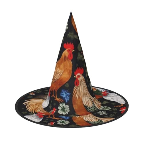 KDKJEDPEAF Hahn- und Huhn-Druck, Halloween-Spitzhut für Frauen, magischer Hut, faltbarer Hexenhut-Zauberer, Partyhut für Cosplay-Kostüm und tägliches Zubehör KDKJEDPEAF Hahn- und Huhn-Druck, Halloween-Spitzhut für Frauen, magischer Hut, faltbarer Hexenhut-Zauberer, Partyhut für Cosplay-Kostüm und tägliches Zubehör von KDKJEDPEAF