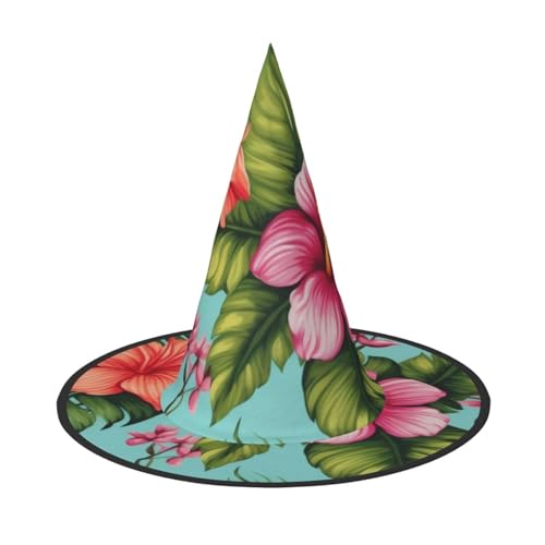 KDKJEDPEAF Hawaiianische tropische Blätter Blumen Druck Halloween Spitzhut für Frauen Magischer Hut Faltbarer Hexenhut Zauberer Partyhut für Cosplay Kostüm & tägliches Zubehör KDKJEDPEAF Hawaiianische tropische Blätter Blumen Druck Halloween Spitzhut für Frauen Magischer Hut Faltbarer Hexenhut Zauberer Partyhut für Cosplay Kostüm & tägliches Zubehör von KDKJEDPEAF