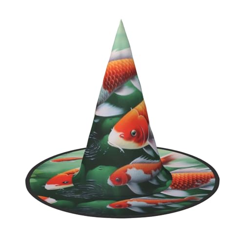 KDKJEDPEAF Hd Japanischer roter Karpfenfisch-Druck, Halloween, spitzer Hut für Frauen, magischer Hut, faltbarer Hexenhut-Zauberer, Partyhut für Cosplay-Kostüm & tägliches Zubehör KDKJEDPEAF Hd Japanischer roter Karpfenfisch-Druck, Halloween, spitzer Hut für Frauen, magischer Hut, faltbarer Hexenhut-Zauberer, Partyhut für Cosplay-Kostüm & tägliches Zubehör von KDKJEDPEAF